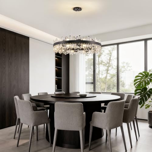 Modern Crystal Chandelier Farmhouse Black Round 2