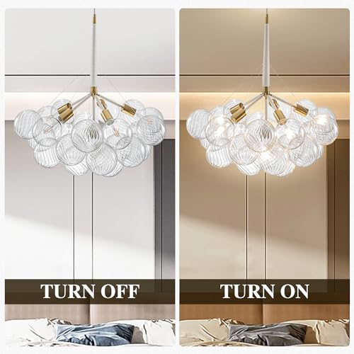 Bubble Ball Chandelier White and Gold 6