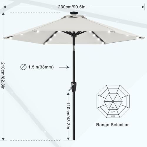 7.5ft Patio Umbrella with Solar Lights