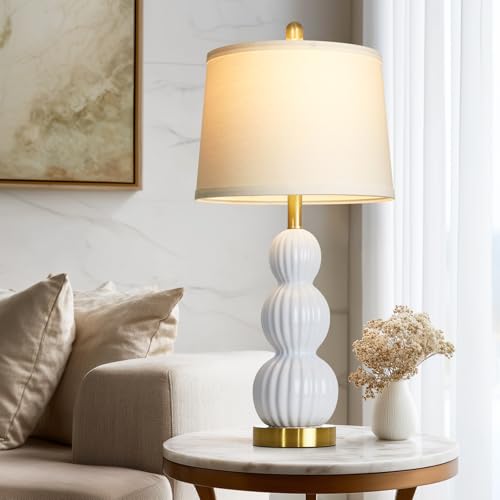 28" White Ceramic Table Lamps Set of 2 (2 Count)