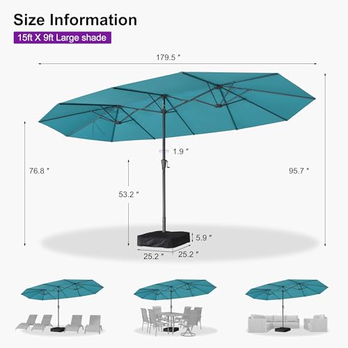 Patio Umbrella 15ft with Base Large Rectangle