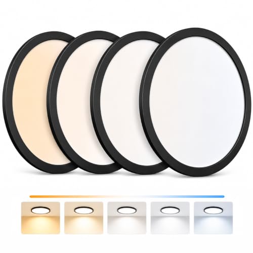 4 Pack LED Flush Mount Ceiling Light (Black / 4 Packs)