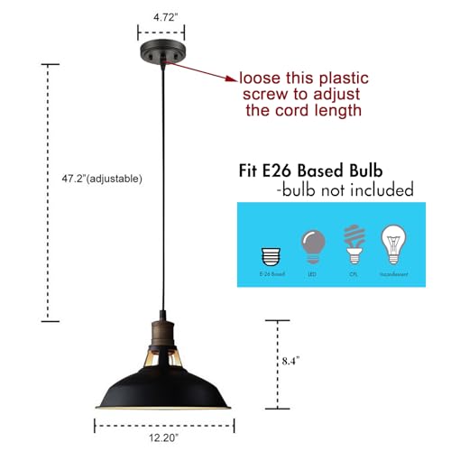 Farmhouse Barn Pendant Light Black 1