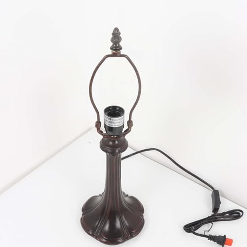 L10021 Baroque Tiffany Style Stained Glass Table Lamp Night Light with 13 Inches Wide Handmade Lampshade Metal Base for Bedside Bedroom Living Room Decoration