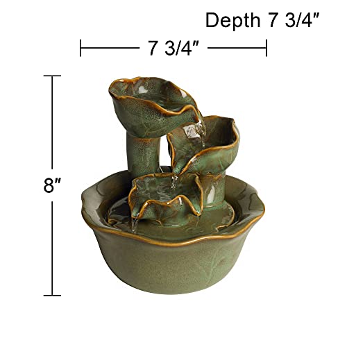 Organic Water Lily Ceramic 8" High Tabletop Outdoor Indoor Small Fountain