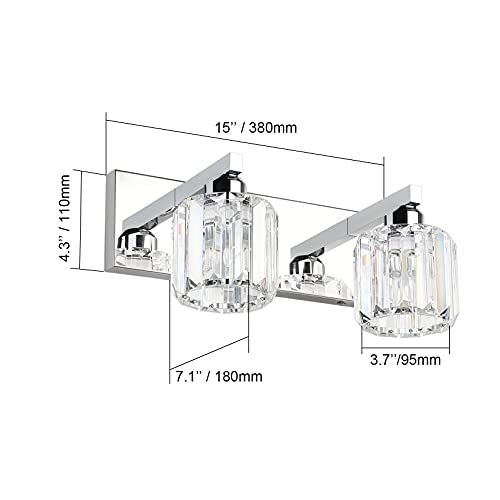 Bathroom Vanity Lighting Fixtures Crystal Vanity Lights for Bathroom 2 Lights Stainless Steel Wall Lighting Fixtures