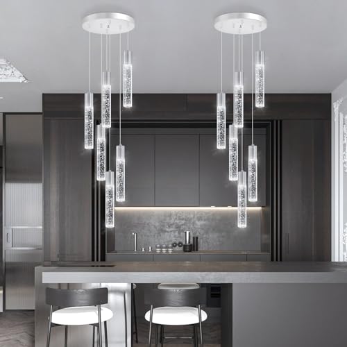 Mini Chandeliers for Kitchen Island Modern Crystal Pendants Light Dining Room Pendant Lighting Fixture High Ceiling Hanging Lights Bedroom Island Kitchen Foyer 6000K White Light Fixtures Chrome
