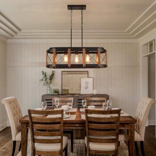 Rustic Farmhouse Wood Kitchen Island Lighting