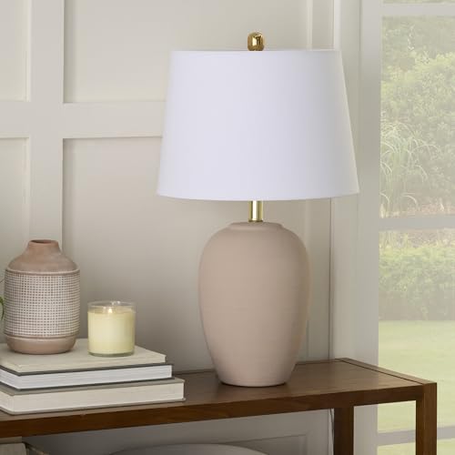 Home 23" Light Pink Ceramic Jar Table Lamp for Bedroom