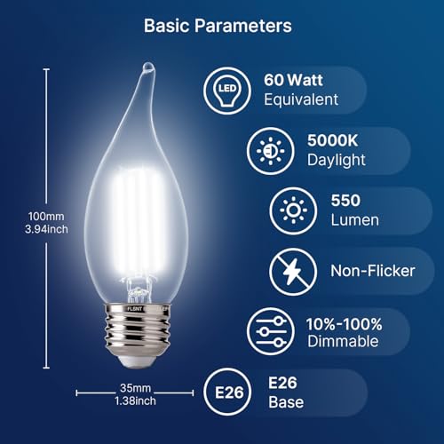 LED Chandelier Edison Bulbs 5000K Daylight (12 Count)