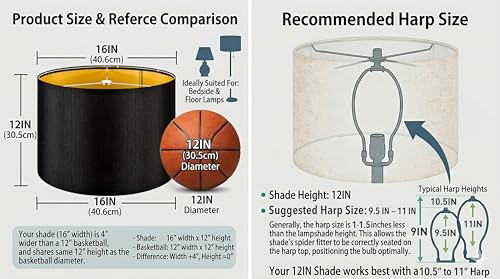 16 Inch Large Drum Lamp Shades Set of 2 (2 Count)