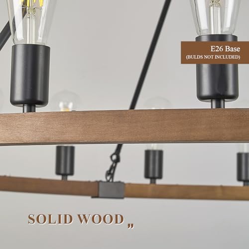 Oak Wooden Wagon Wheel Chandelier 24