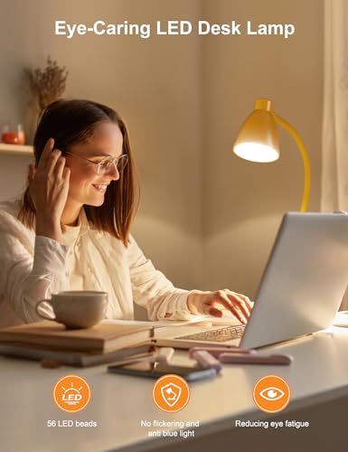 LED Desk Lamp with USB Charging Port 3 Color Modes Fully Dim