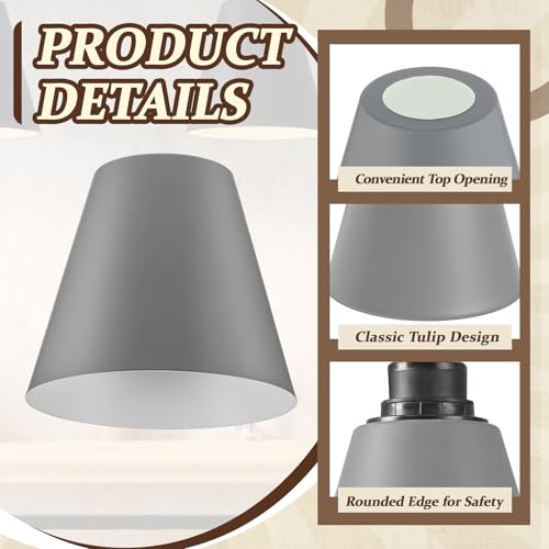 4 Pcs Gray Cone Industrial Replacement Lamp Shades (4 Count)