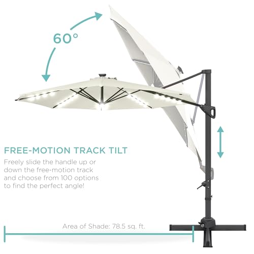 10ft Solar LED Cantilever Patio Umbrella