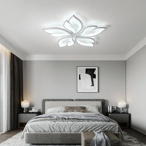 25.6" Flower Shaped Ceiling Light Dimmable Modern Ceiling Lamp Remote Control LED Lighting Fixture for Bedroom Dining Room Kitchen