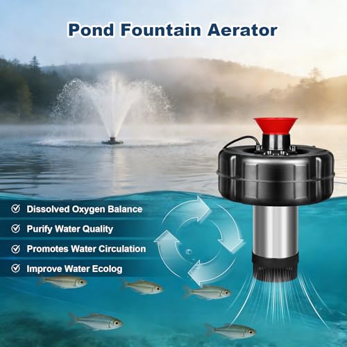 Pond Fountain Aerator with Timer 1HP 750W Floating Fountain Pump Stainless Steel Housing &100FT Power Cord