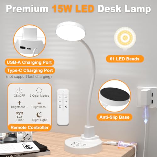 15W LED Desk Lamp with USB Charging Ports