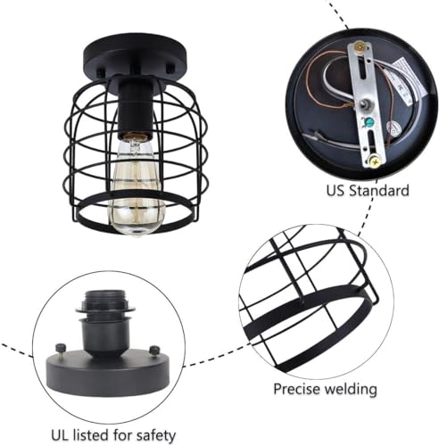 Industrial Vintage Flush Mount Ceiling Light (2 Count)