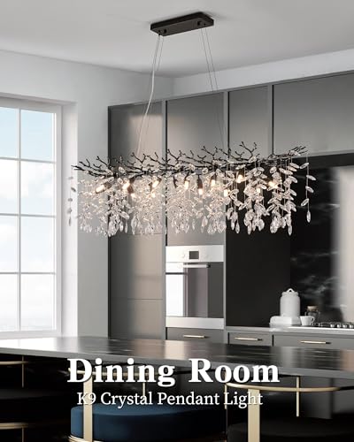 Modern Black Crystal Chandeliers for Living Room