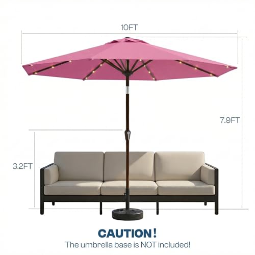 10FT Solar Patio Umbrella with Lights