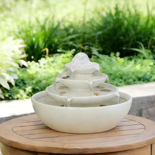 Ceramic Tabletop Fountain with Ball for Indoor Table Desk Office Patio