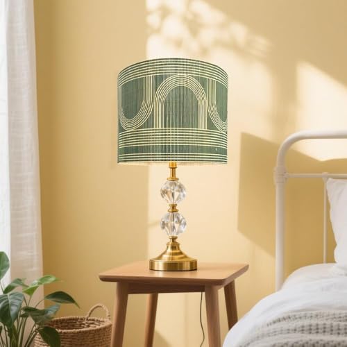 Rustic Bamboo Boho lamp Shade Decorative Geometric Green Figure 11.8x9Inch