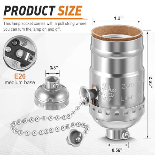 4 Pcs Pull Chain Lamp Socket Replacement (4 Count)