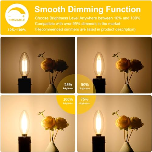 48 Pack Dimmable E12 LED Candelabra Bulbs 60W Equivalent (12 Count)