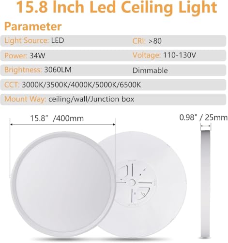 4PK Dimmable 15.8 Inch Led Ceiling Light Flush Mount (4 Count)
