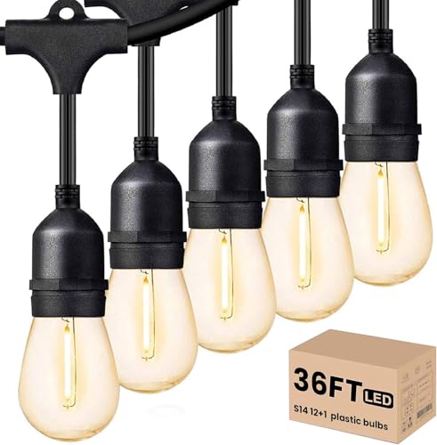 Outdoor String Lights LED 36 FT S14 Commercial Grade Waterproof ETL (35.99 Foot)