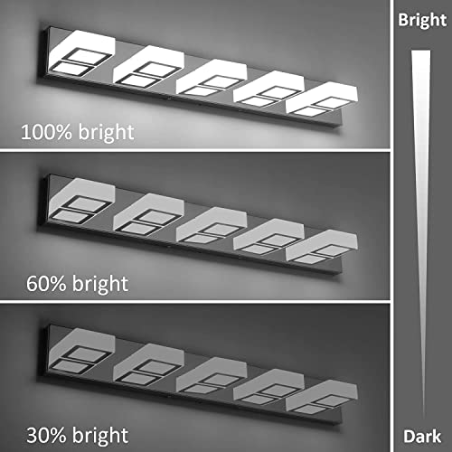Dimmable Chrome Bathroom Light Fixtures 5 Lights Modern LED Vanity Light Fixtures Acrylic Stainless Steel Chrome Bathroom Vanity Wall Lighting Over Mirror