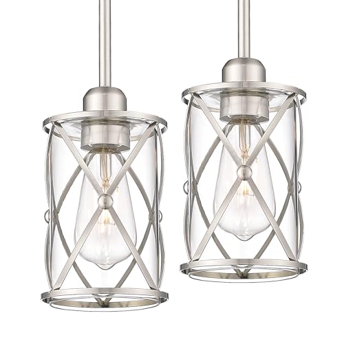 Brushed Nickel Pendant Lights Kitchen Island 2 Pack (2 Count)