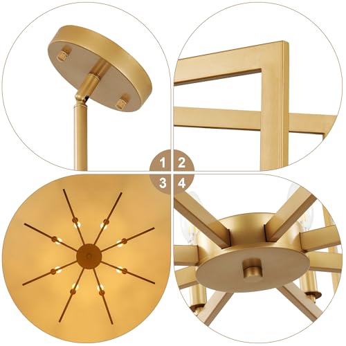 8 Light Modern Farmhouse Gold Geometric Chandelier