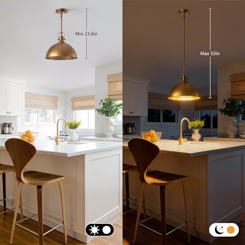 13 Inch Antique Brown Metal Pendant Light Kitchen Island