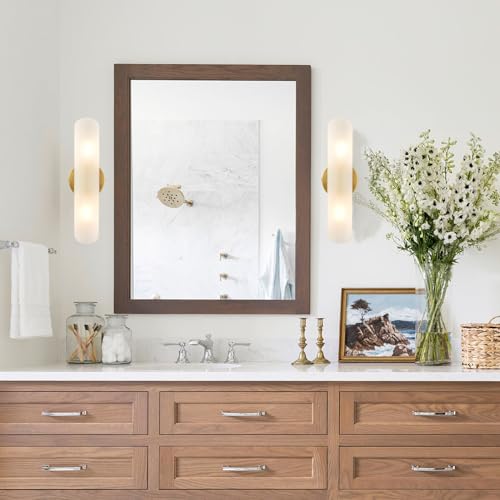 Modern Brass Wall Sconces Set of Two Frosted Glass Wall Light Fixture 2 (2 Count)