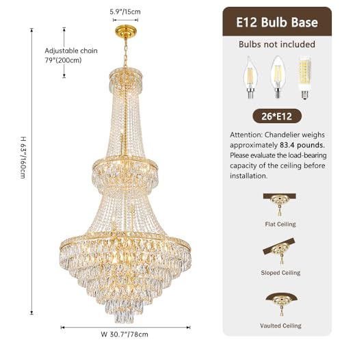 26 Light Large High Ceiling Chandelier (26 Count)