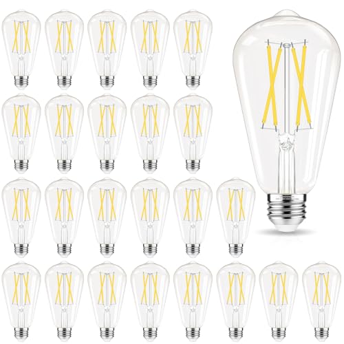 Cool White 4000K Edison Bulbs Dimmable (24 Count)