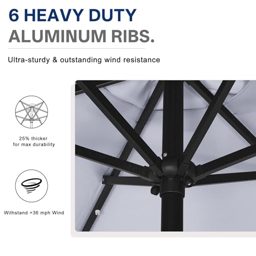 Solar Led Patio Umbrella with 24 Lights 7.5FT