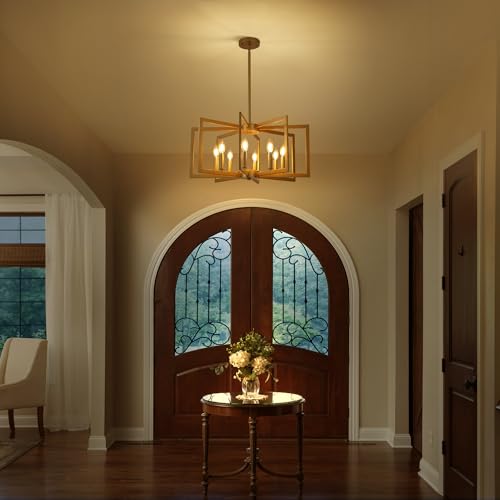 8 Light Modern Farmhouse Gold Geometric Chandelier