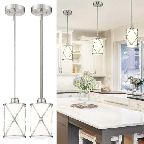 Brushed Nickel Pendant Lights Kitchen Island 2 Pack (2 Count)