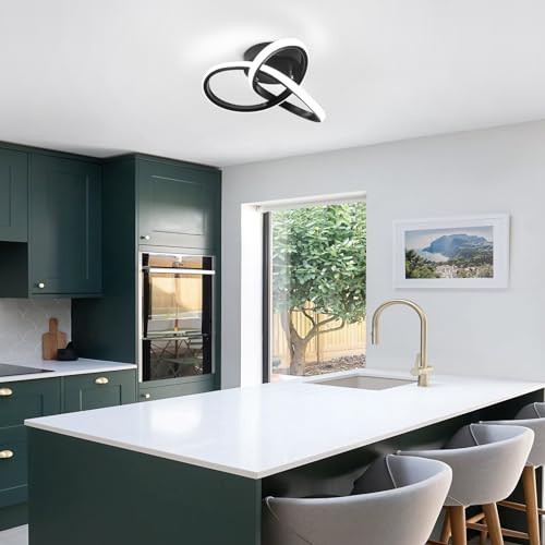 Black Modern Ceiling Light Fixtures 6000K Semi Flush Mount Ceiling Lights Hallway Light Fixtures