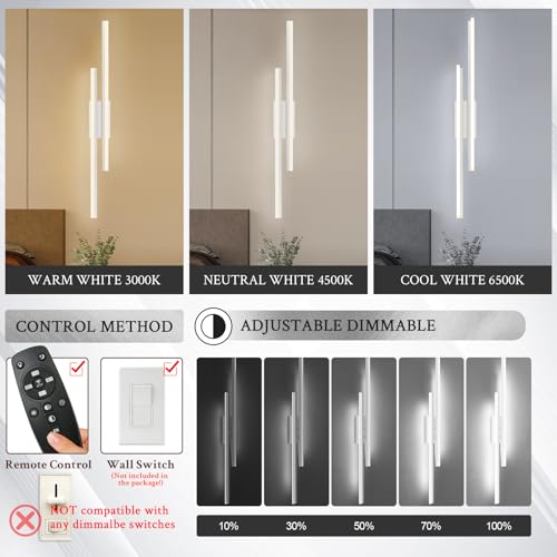 LED Wall Sconce Silver Modern Remote Wall Light Fixtures for Living Room