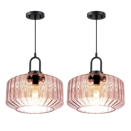 Lighting Mid Century Modern Pendant Lighting Large Glass Shade Pink Globe Pendant Lights Kitchen Ceiling Hanging Light Farmhouse Vintage Hanging Lights Adjustable Cord Light Fixture