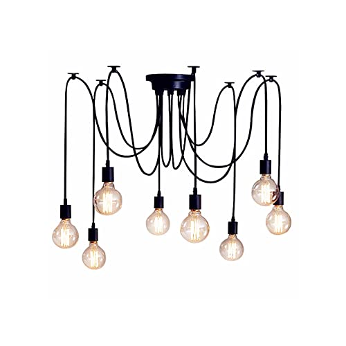 8 Arm Spider Light Fixture Industrial DIY Chandelier Pendant Lamp