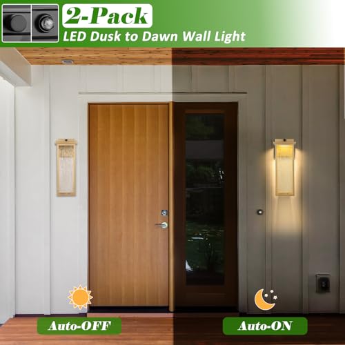 16" Dusk to Dawn LED Gold Outdoor Light Fixtures Wall Mount 2 PK (2 Count)