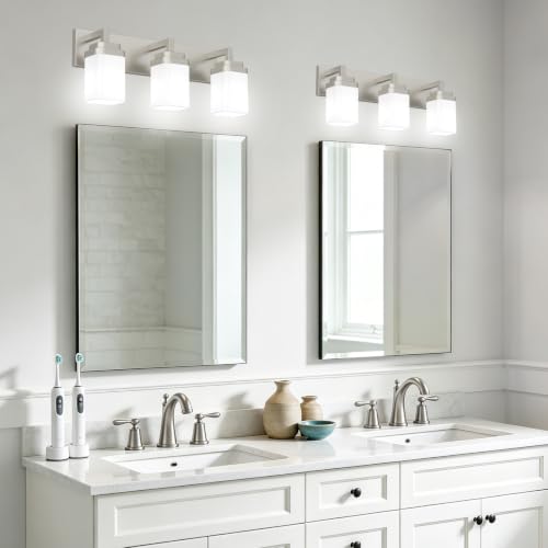 Brushed Nickel Bathroom Light Fixtures (Nickel / 3-Light)