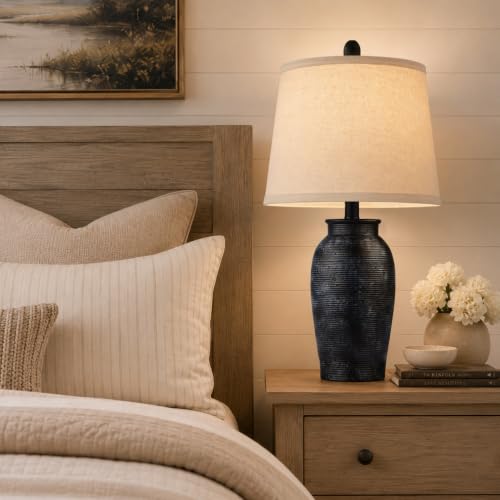 Ceramic Table Lamp for Living Room (Black)