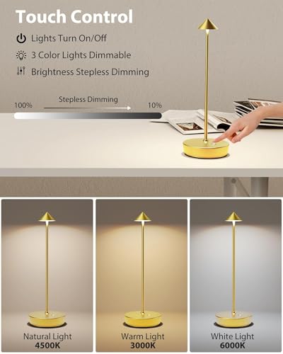 Cordless Table Lamps Rechargeable 6000mAh Battery Operated LED Desk Lamp