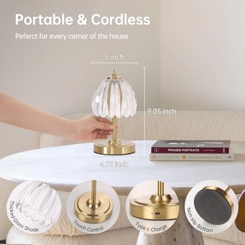Set of 2 Tulip Table Lamp with 5200mAh Battery & Touch Control (2 Count)